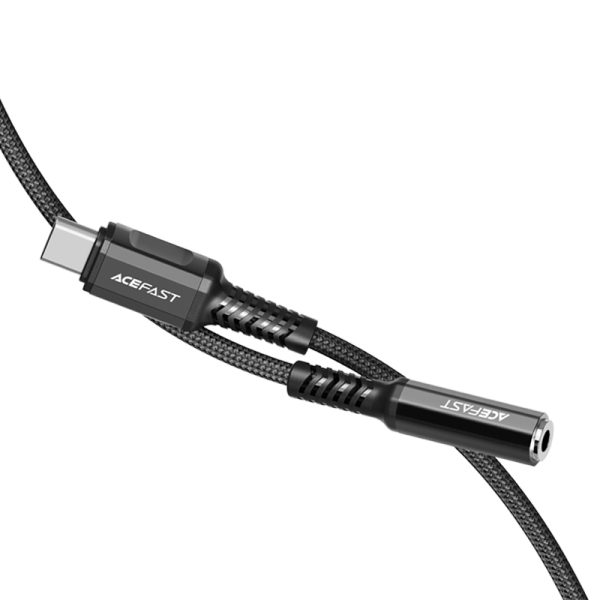 Adaptera adapteris audio aux USB-C 3,5 mm mini ligzda 18cm melns