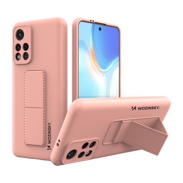Silikona korpuss ar Xiaomi Poco M4 Pro 5G Kickstand Case Pink Case