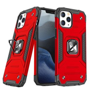 IPhone 14 Pro Max Armored Case Cover magnētiskā roktura gredzens sarkans