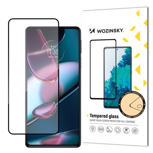 Super izturīgs rūdīts stikls ar rāmi visai Motorola Edge 30 ekrānam melns
