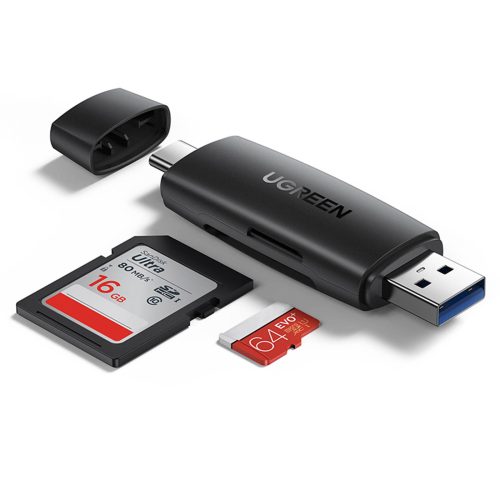 2. adapteris USB-A un USB-C SD un Micro SD melno karšu lasītājs