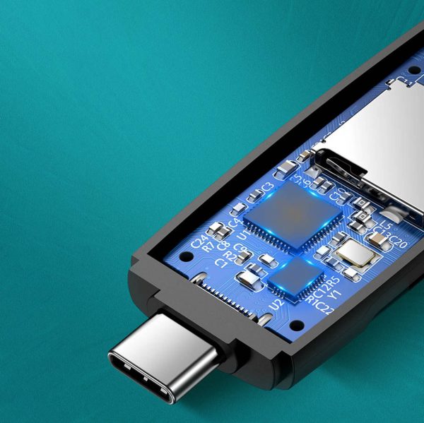 2. adapteris USB-A un USB-C SD un Micro SD melno karšu lasītājs