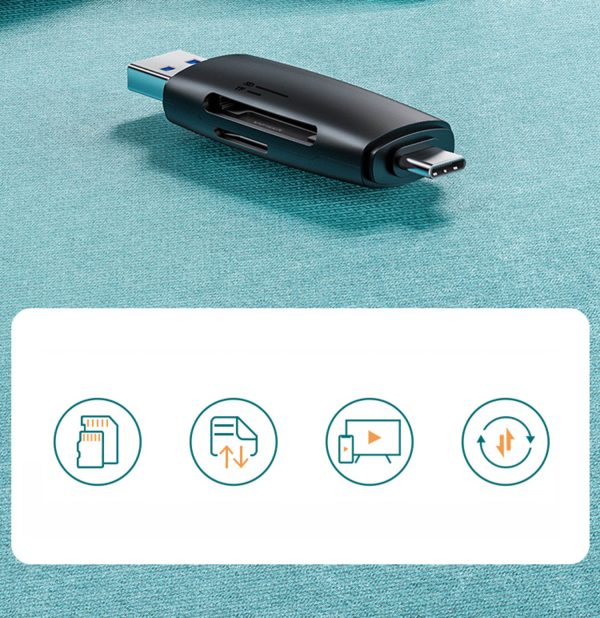 2. adapteris USB-A un USB-C SD un Micro SD melno karšu lasītājs