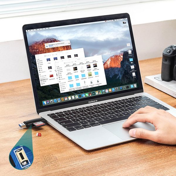 2. adapteris USB-A un USB-C SD un Micro SD melno karšu lasītājs