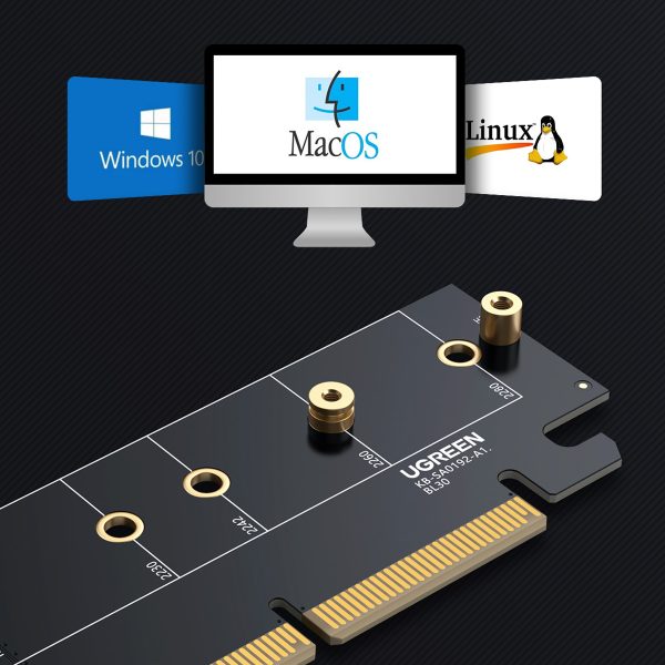 Pagarinājuma kartes adapteris PCIE 4.0 X16 līdz M.2 NVME M-KEY Black