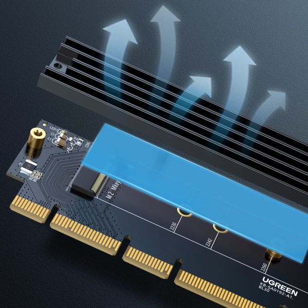 Pagarinājuma kartes adapteris PCIE 4.0 X16 līdz M.2 NVME M-KEY Black