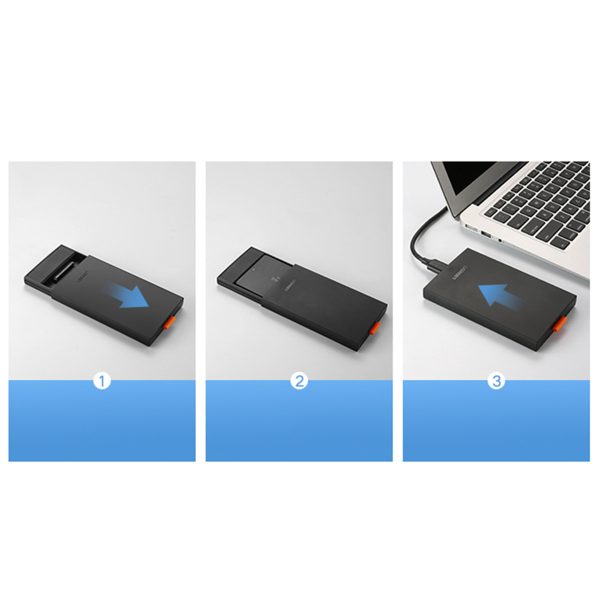 Kabatas apvalks SSD HDD 2.5 '' USB 3.0 SATA melns