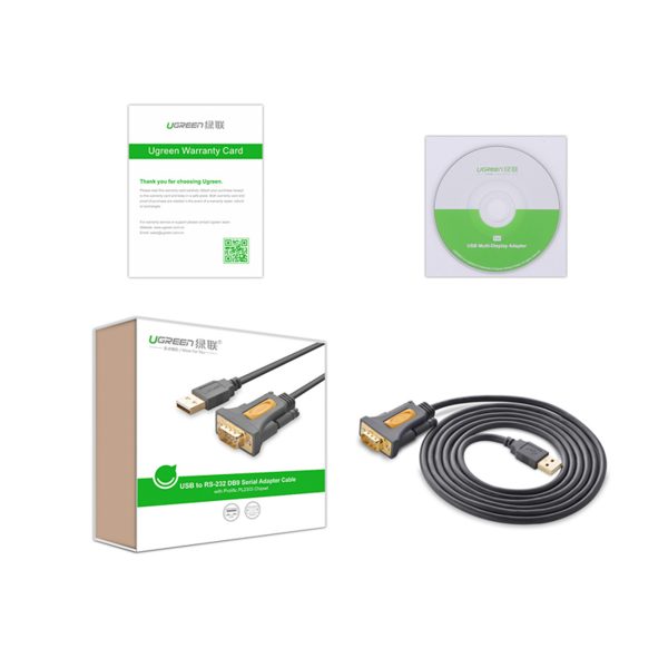 Adaptera adapteris USB-A Cable-DB9 RS-232 1,5m pelēks