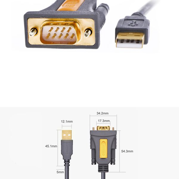 Adaptera adapteris USB-A Cable-DB9 RS-232 1,5m pelēks