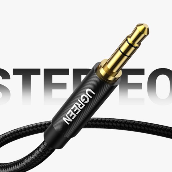 Aux aux kabeļa taisns spraudnis minijack 3,5 mm 1m melns
