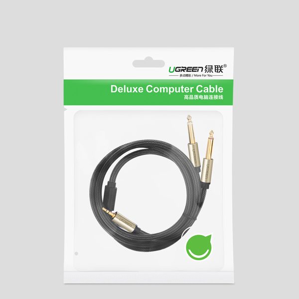 Kabeļa audio kabeļa mini ligzda 3,5 mm - 2 x ligzda 6,35 mm 2m pelēks