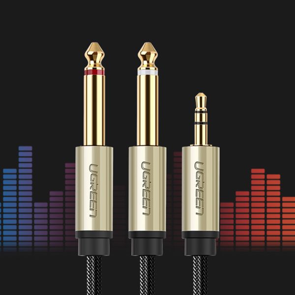 Kabeļa audio kabeļa mini ligzda 3,5 mm - 2 x ligzda 6,35 mm 2m pelēks