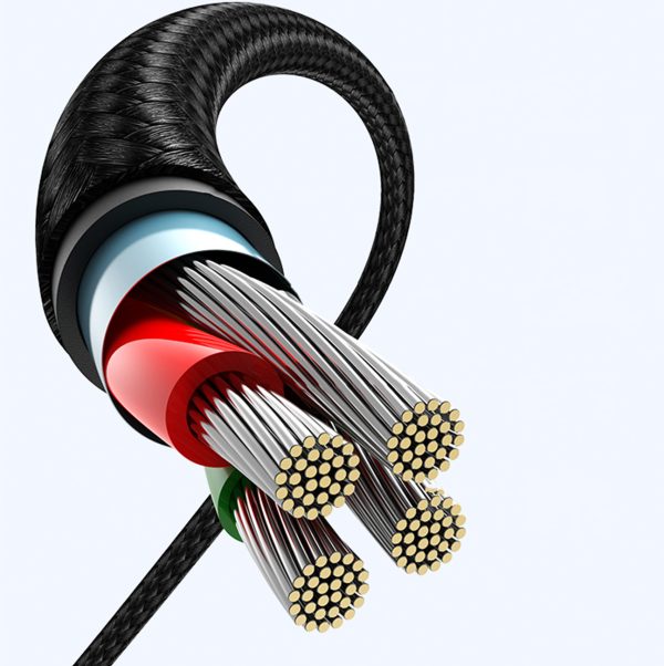 USB -C dusmu kabeļa kabelis - USB 2,0 480MB/s 3A 3m melns