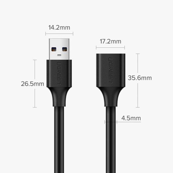 USB 2,0 480MB/s 3m melna kabeļa pagarinājuma kabelis