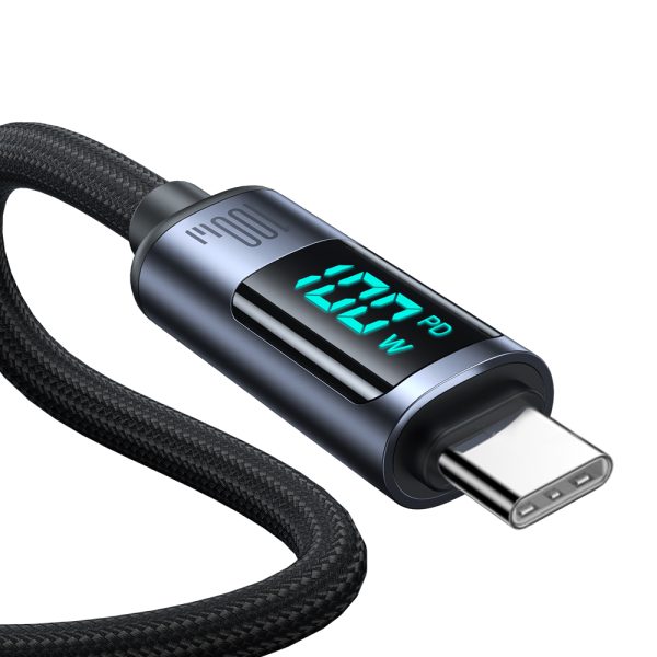 USB-C kabeļa kabelis ar 100W LED displeju 1,2 m melns