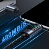 USB-C kabeļa kabelis ar 100W LED displeju 1,2 m melns