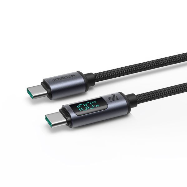 USB-C kabeļa kabelis ar 100W LED displeju 1,2 m melns