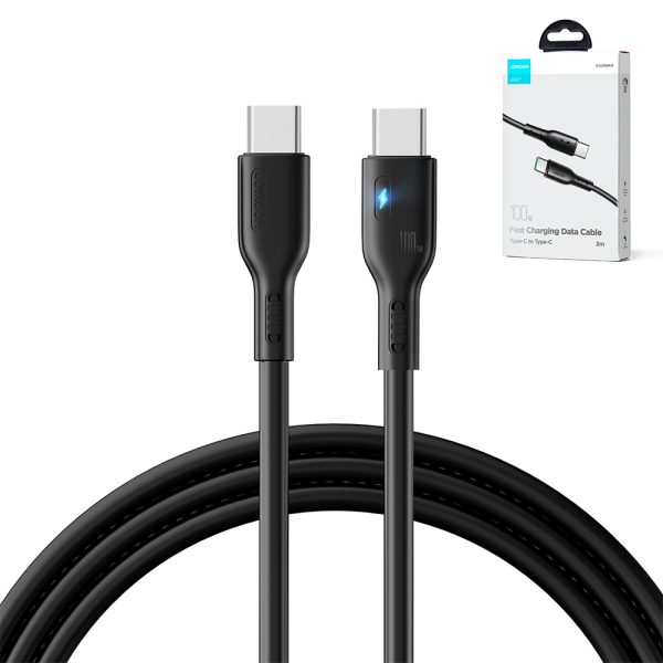 Kabelis USB-C kabelis ar LED 100W 2m melnu