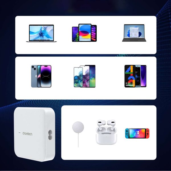 Spēcīgs GAN 100W 2X USB-A 2X USB-C baltais lādētājs