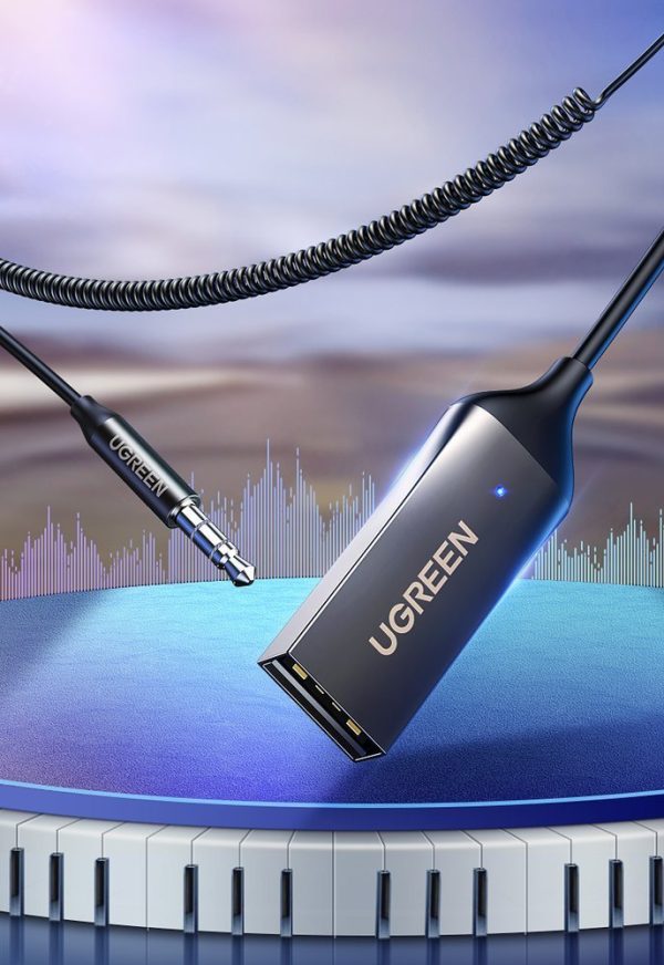 Skaņas uztvērēja audio Bluetooth 5.3 USB Aux Jack Black Cable