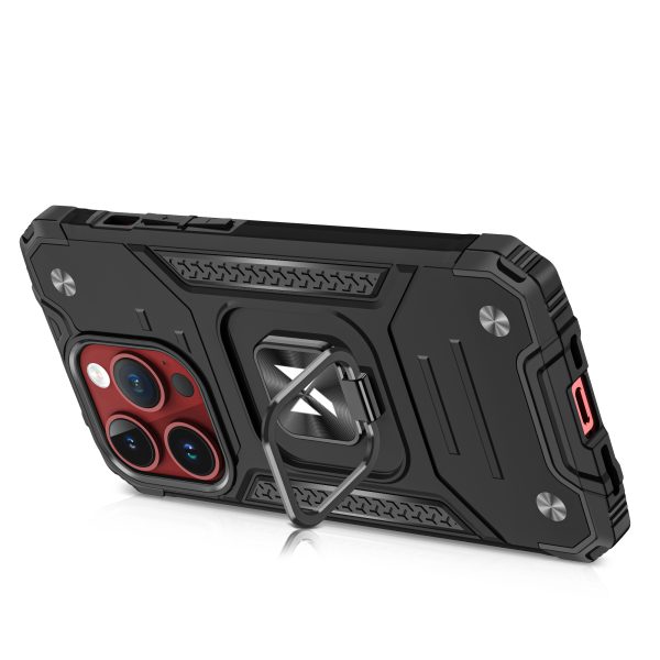 Bruņots korpuss ar rokturi iPhone 15 Pro Max Ring Armor Sudraba