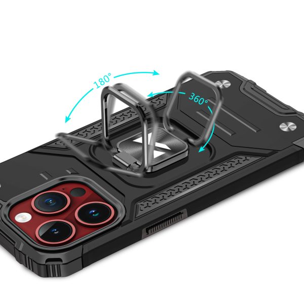Bruņots korpuss ar rokturi iPhone 15 Pro Max Ring Armor Sudraba