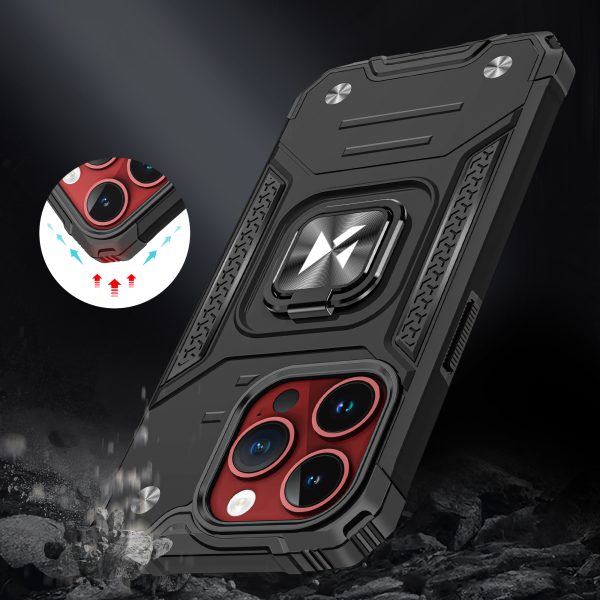 Bruņots korpuss ar rokturi iPhone 15 Pro Max Ring Armor Sudraba