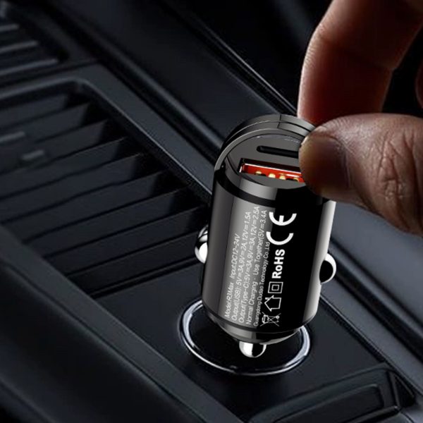 Mini automašīnas lādētājs 48W QC PD Black Lighter Socket