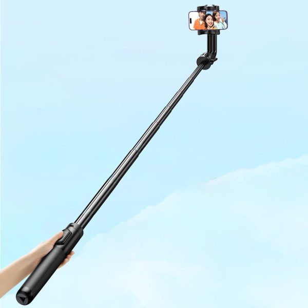 Selfie Stick teleskopiskā nūja tālrunim ar plauktu un Bluetooth 1,5 m melno pilotu