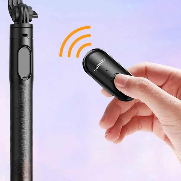 Selfie Stick teleskopiskā nūja tālrunim ar plauktu un Bluetooth 1,5 m melno pilotu