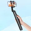 Selfie Stick teleskopiskā nūja tālrunim ar plauktu un Bluetooth 1,5 m melno pilotu
