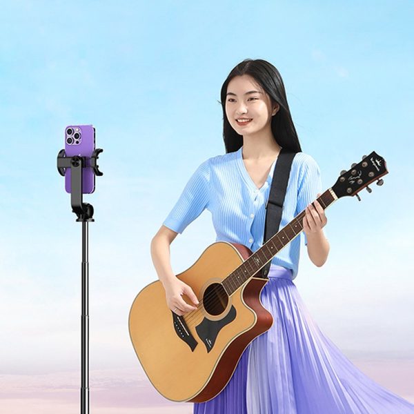 Selfie Stick teleskopiskā nūja tālrunim ar plauktu un Bluetooth 1,5 m melno pilotu