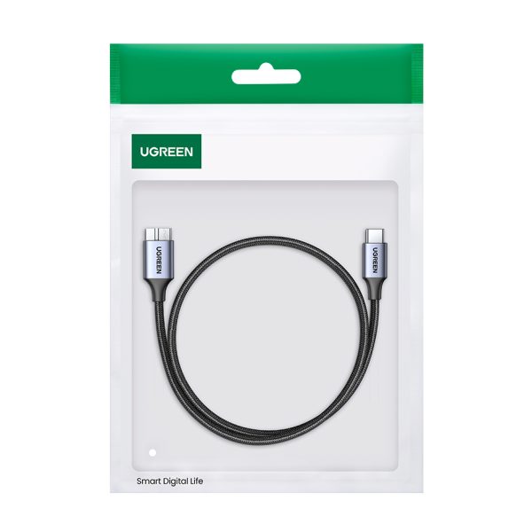 Kabelis Kabelis USB-C SSD-MICRO USB-B 3,0 5GB/S 3A 1M pelēkā krāsā