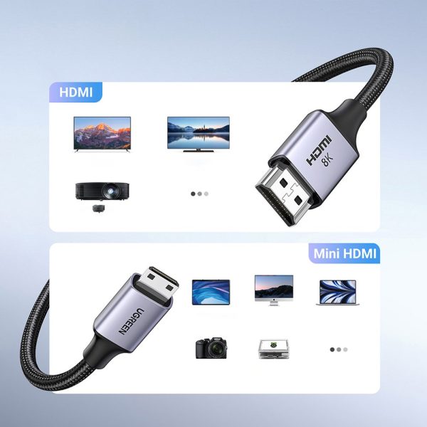 Kabeļa kabeļa mini hdmi adapteris - HDMI 8K 2m pelēks
