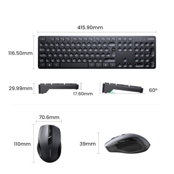 Bezvadu peles un datora tastatūra 2,4 GHz melna