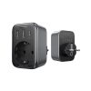 2in1 tīkla lādētāja adapteris ES AC 13A 2X USB-C 30W ES melns spraudnis