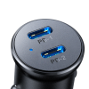 Mini automašīnas lādētājs 30W šķiltavas ligzdas 2x USB-C metāla melnā krāsā