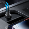 Mini automašīnas lādētājs 30W šķiltavas ligzdas 2x USB-C metāla melnā krāsā