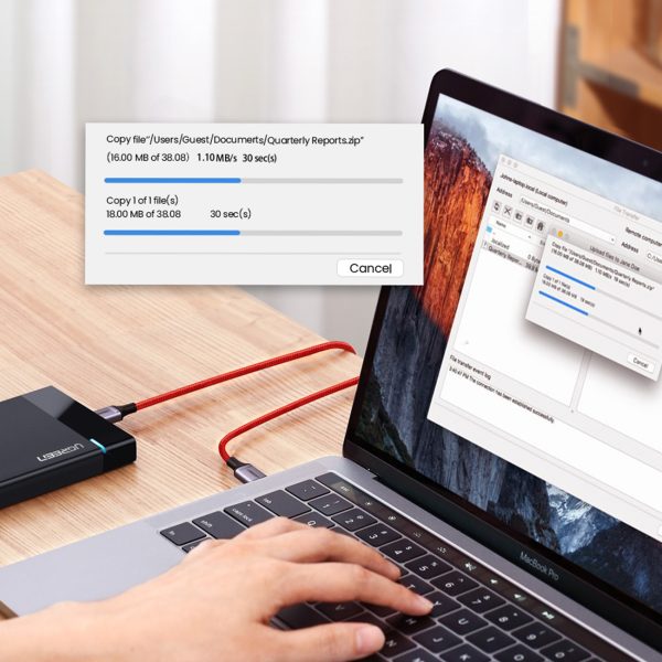 Kabeļa kabelis USB-C BRAID-USB-C 2.0 3A sarkanā krāsā
