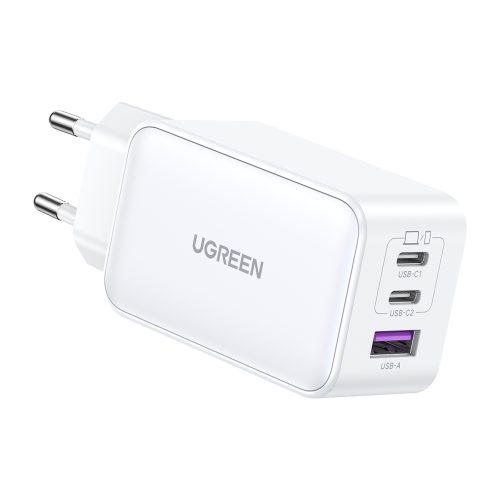 Ātrs GAN 65W USB-A / 2X USB-C baltais lādētājs