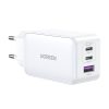 Ātrs GAN 65W USB-A / 2X USB-C baltais lādētājs