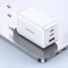Ātrs GAN 65W USB-A / 2X USB-C baltais lādētājs