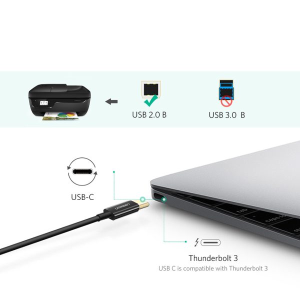 Kabeļa kabelis faksa kliedziena printerim USB-C-USB-B 1M melns