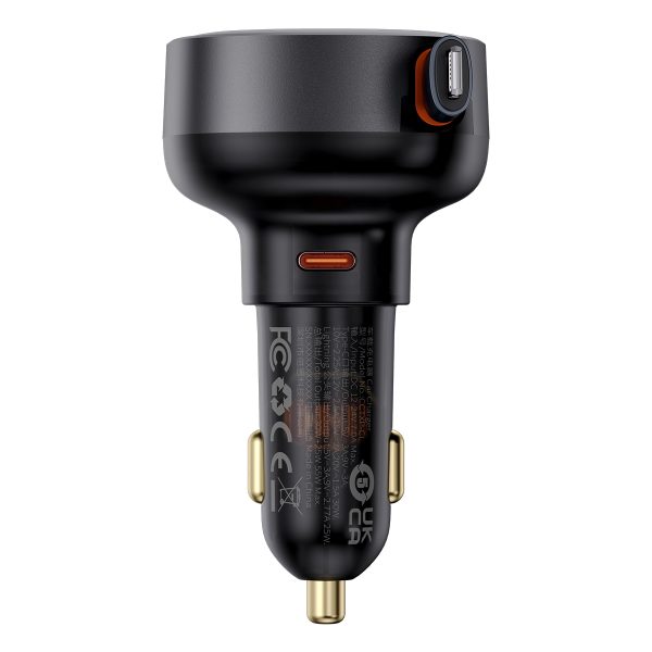Automašīnas lādētājs ar ripotu iPhone Lightning USB-C 60W Black
