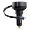 Automašīnas lādētājs ar ripotu iPhone Lightning USB-C 60W Black