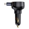 Automašīnas lādētājs ar ripotu iPhone Lightning USB-C 60W Black