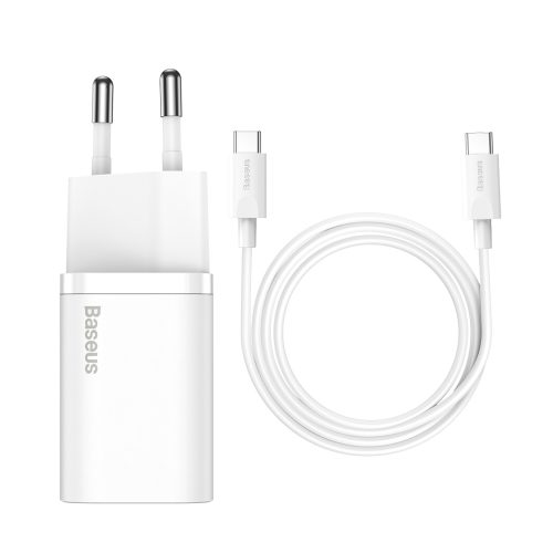 Si 25W 3A ātrs lādētājs ar USB-C 1M balto lādētāju