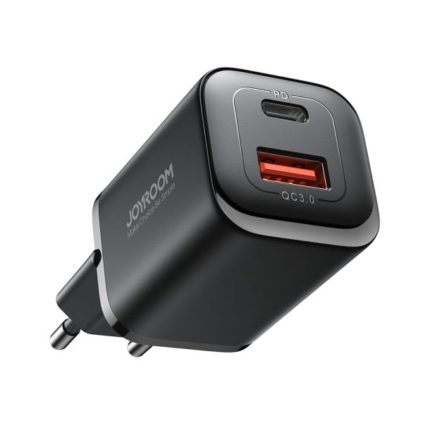 Ātrā tīkla lādētājs 30W USB-A un USB-C PD QC AFC FCP Black