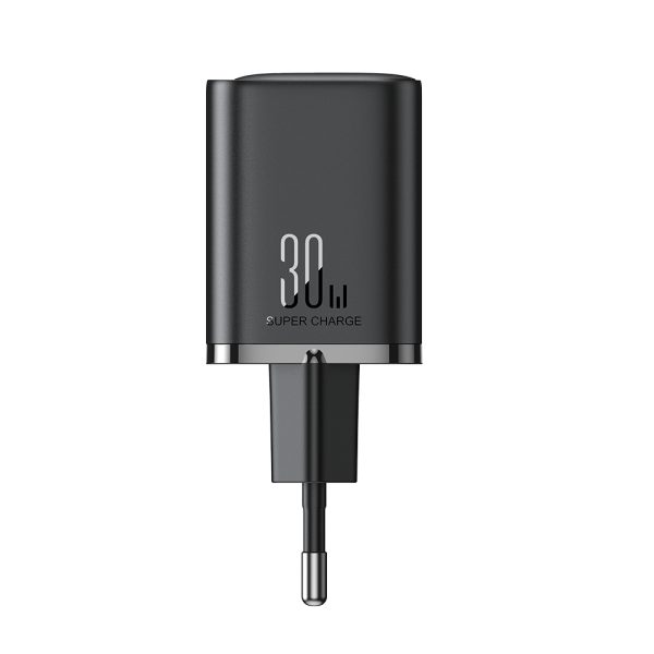 Ātrā tīkla lādētājs 30W USB-A un USB-C PD QC AFC FCP Black