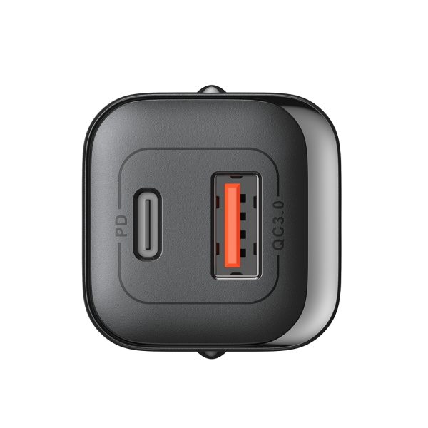 Ātrā tīkla lādētājs 30W USB-A un USB-C PD QC AFC FCP Black